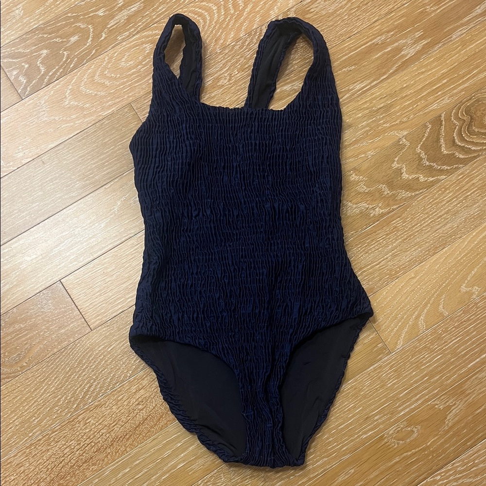 Navy Textured One-Piece Swimsuit